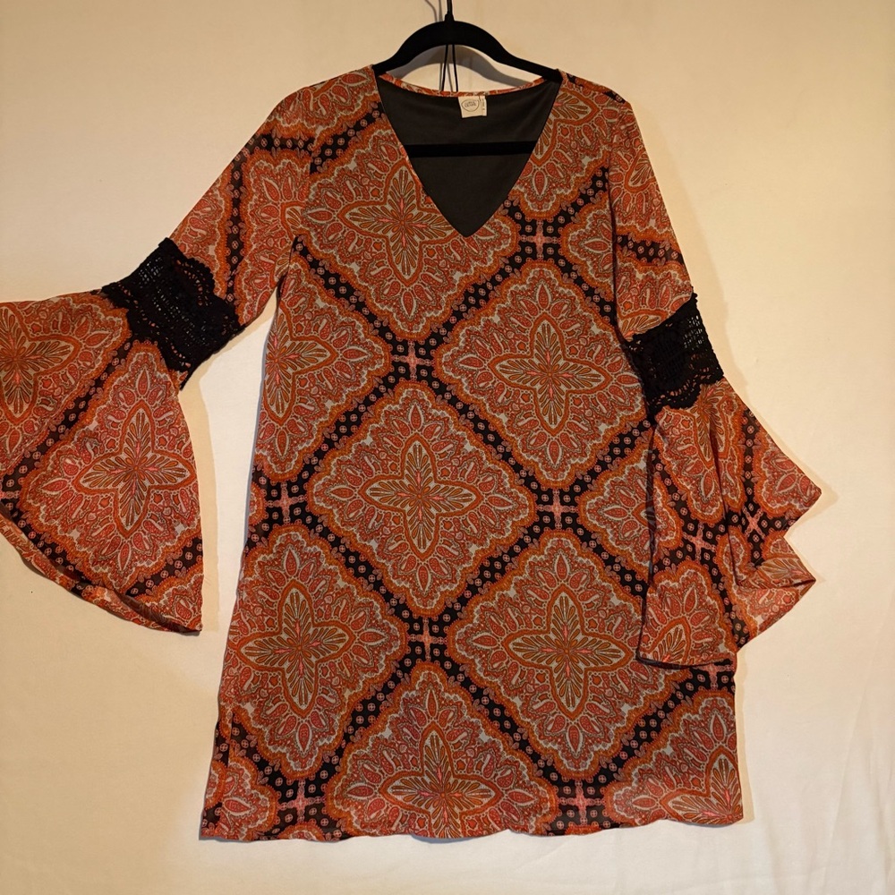 Paper Crane Orange Tunic Mini Dress